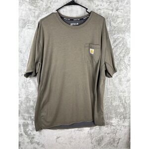 Carhartt Force Relaxed Fit T-Shirt 2XL Tall Khaki Short Sleeve Pocket Tee Mens